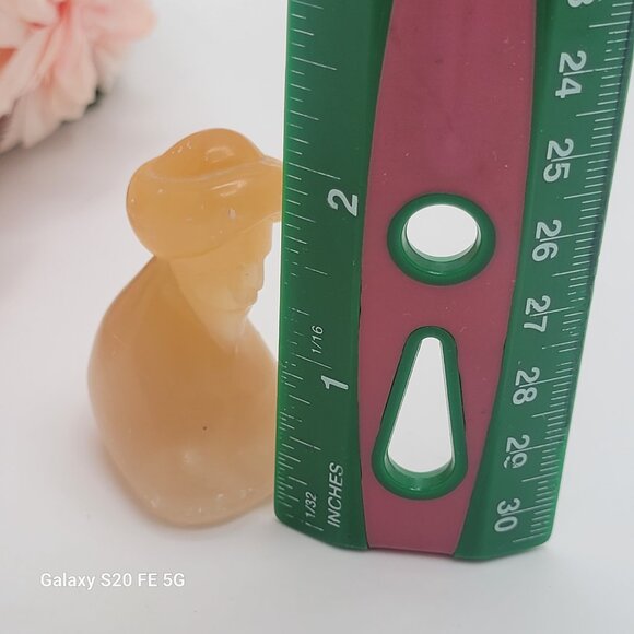 Vintage Russian Selenite Stone Carved Figurine Sitting Man Folk Art 2" - Picture 9 of 9